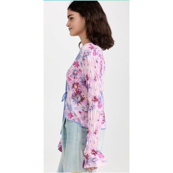 Free People Movement Women's Venice Printed Purple Floral Top Size XS NWOT $98 - Picture 9 of 10
